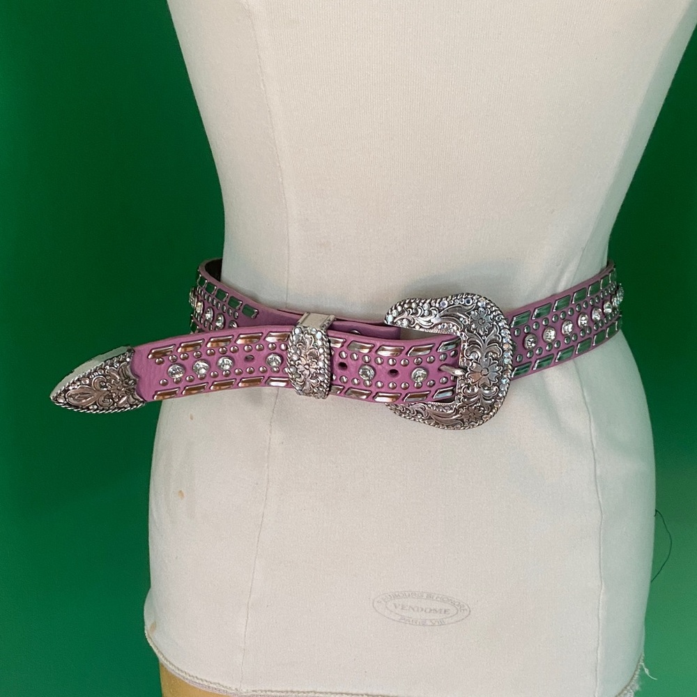 Nocona Belt aco Embellished leather Pink Western Womens Belt Silver Buckle
